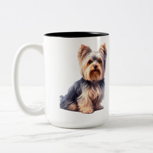 あなたが作るすべての食事おもしろいヨークシャーテリアYorkshire Terrier ツートーンマグカップ (左)