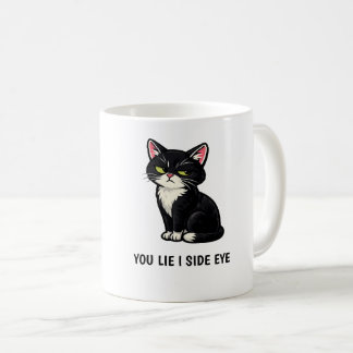 あなたが嘘をついている 私が横目で見る おかしいタキシード猫の引用 コーヒーマグカップ
