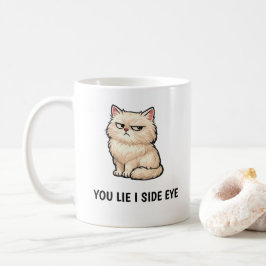 あなたが嘘をつくと私は斜めから見る フワフワクリーム猫の引用 コーヒーマグカップ
