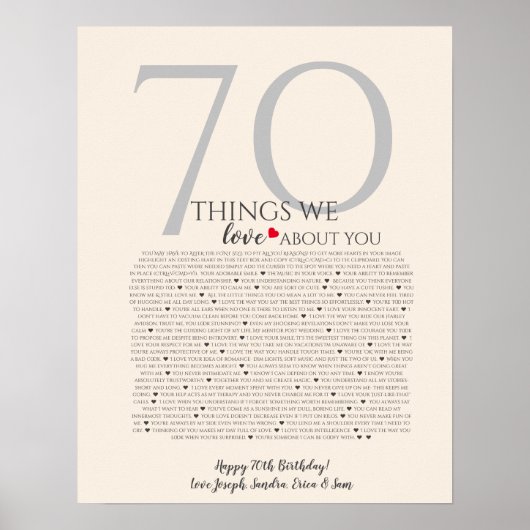 あなたが好きな70のこと ポスター | オーダーメイド (正面)