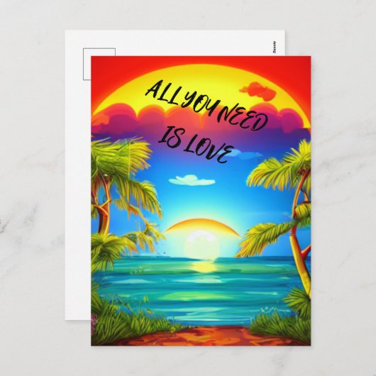 あなたが必要としているのは愛のトロピカルカリブのな夕日 シーズンポストカード (正面/裏面)