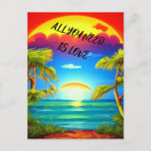 あなたが必要としているのは愛のトロピカルカリブのな夕日 シーズンポストカード (正面)