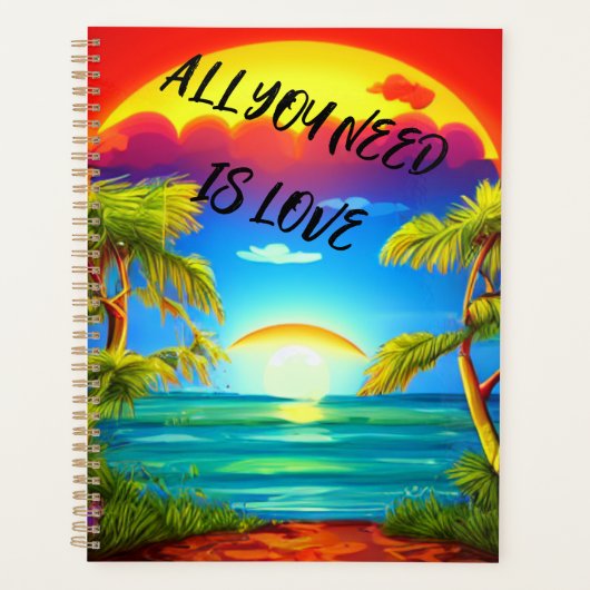 あなたが必要としているのは愛のトロピカルカリブのな夕日 プランナー手帳 (正面)