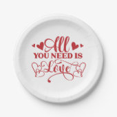 あなたが必要とするすべては愛のタイポグラフィ紙プレート ペーパープレート (正面)
