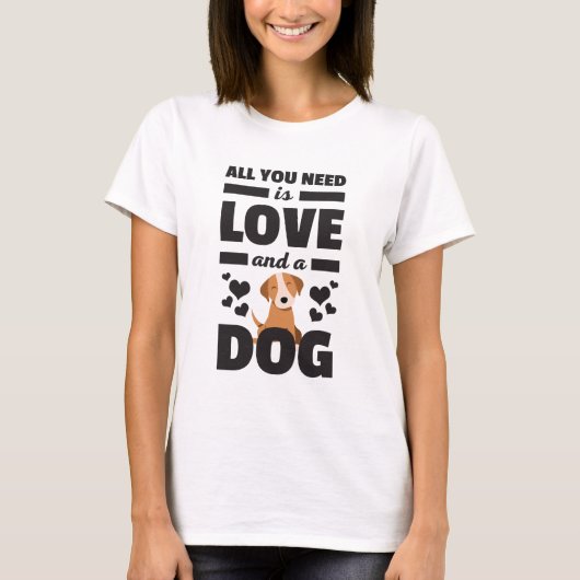 あなたが必要とするのは愛および犬のおもしろTシャツだけです Tシャツ (正面)