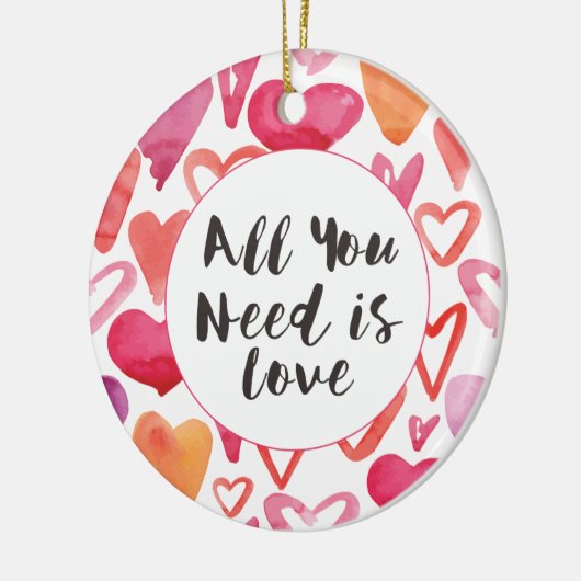 あなたが必要とするのは愛ハートのクリスマスのオーナメントだけです セラミックオーナメント (左)
