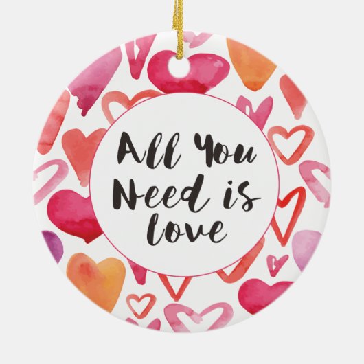 あなたが必要とするのは愛ハートのクリスマスのオーナメントだけです セラミックオーナメント (裏面)