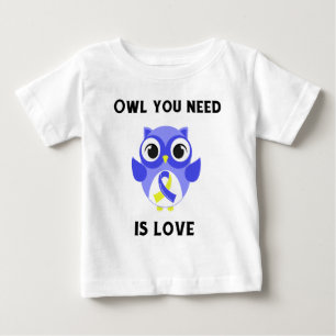 あなたが必要とするフクロウは愛、ダウン症の認識度です ベビーTシャツ
