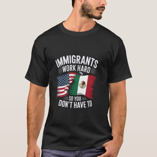 あなたが怠けるために移民が頑張る 反アイス Tシャツ (正面)