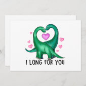 あなたが恋しいよ 面白い恐竜のバレンタインデー シーズンカード (正面/裏面)