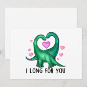 あなたが恋しいよ 面白い恐竜 バレンタインデー シーズンカード (正面/裏面)