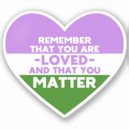 あなたが愛されているYou matter (Genderqueer flagハート) シール