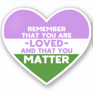 あなたが愛されているYou matter (Genderqueer flagハート) シール