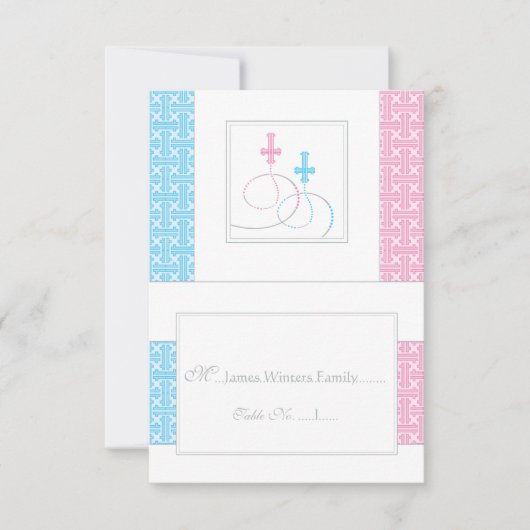 あなたが折る双生児の洗礼のテーブルの座席表| 招待状 (正面)