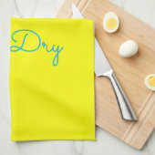 あなたが洗う、私は皿を乾燥するブルーイエローシェアリング キッチンタオル (四つ折り)