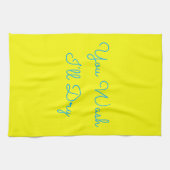 あなたが洗う、私は皿を乾燥するブルーイエローシェアリング キッチンタオル (横)