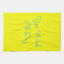 あなたが洗う、私は皿を乾燥するブルーイエローシェアリング キッチンタオル