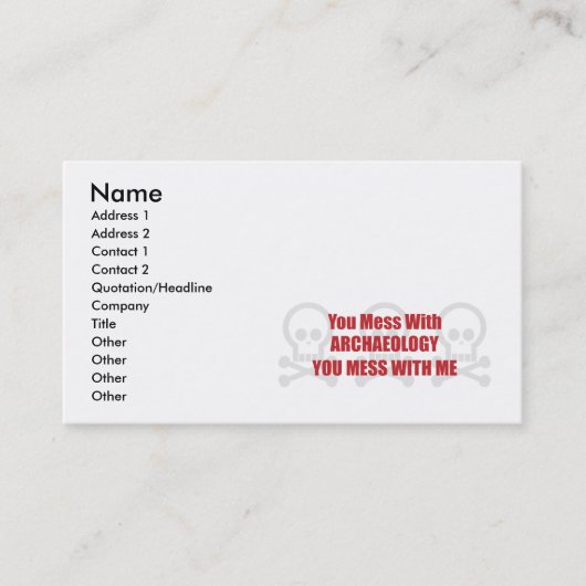 あなたが私と台なしにする考古学と台なしにします 名刺 (正面)