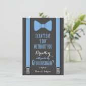 あなたが私のグロムスマンになるかどうか – 青いネクタイのブレース 招待状 (スタンド正面)