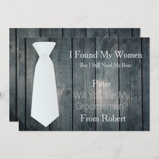 あなたが私のグロムスマン白いネクタイ木製のinvitatiであるか 招待状 (正面/裏面)