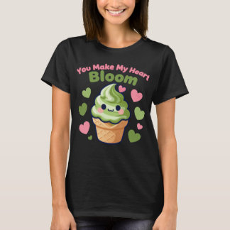 あなたが私のハートを咲かせる かわいい可愛い抹茶 Tシャツ