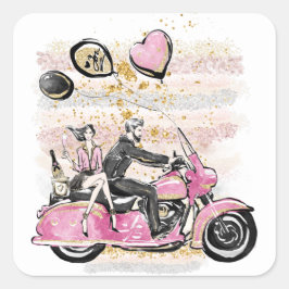 あなたが私の世界をロックする | カップル バイク サブリミネーション スクエアシール