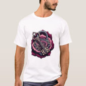 あなたが私の心の鍵を握っている ローズロックTシャツ Tシャツ (正面)