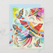 あなたが私の心を歌うようにする フォークアート 鳥 タイダイ ポストカード (正面/裏面)