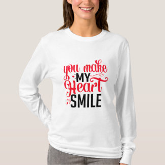 あなたが私の心を笑顔にしてくれる 女性用ロングスリーブ Tシャツ