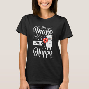 あなたが私を幸せな犬を愛するドーナツのバレンタインデー Tシャツ