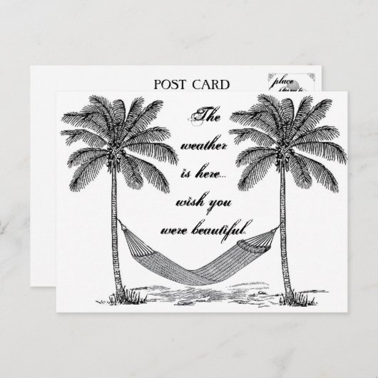 あなたが美しいヴィンテージのヤシの木のはがき ポストカード (正面/裏面)