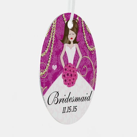 あなたが色を選択するバーデメイドギフト メタルオーナメント (正面右)