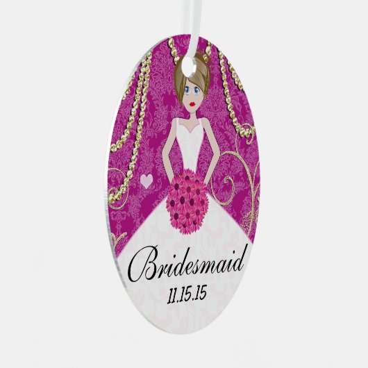 あなたが色を選択するバーデメイドギフト メタルオーナメント (正面右)