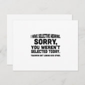 あなたが選ばれなくて残念に思って選択的聴覚を持っている 出欠カード (正面/裏面)