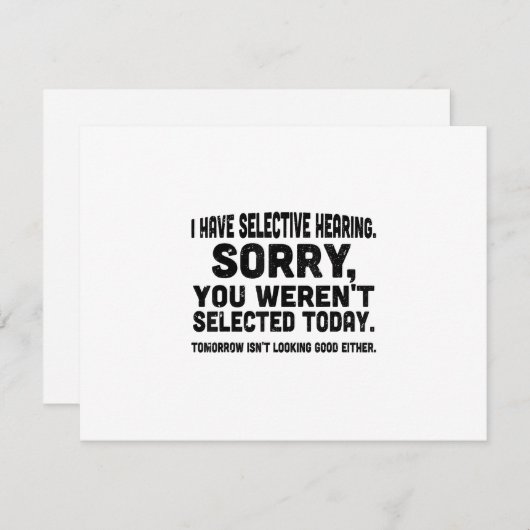 あなたが選ばれなくて残念に思って選択的聴覚を持っている 出欠カード (正面/裏面)