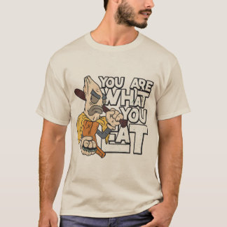 あなたが食べるものであなたはある 面白い ユーモア カートゥーン デザイン Tシャツ