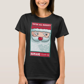 あなたたちはみんな悪い子 ローマ風 おもしろサンタ ビブリークリスマス Tシャツ