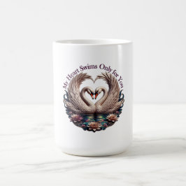 あなただけに心ときめかせる白鳥のハートTシャツ コーヒーマグカップ
