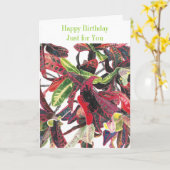 あなただけのお誕生日 熱帯の植物の葉 カード (黄色い花)