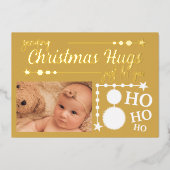 あなただけのためのゴールドホワイトクリスマスハグの写真 箔シーズンカード (正面)