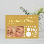 あなただけのためのゴールドホワイトクリスマスハグの写真 箔シーズンカード (立ち正面)