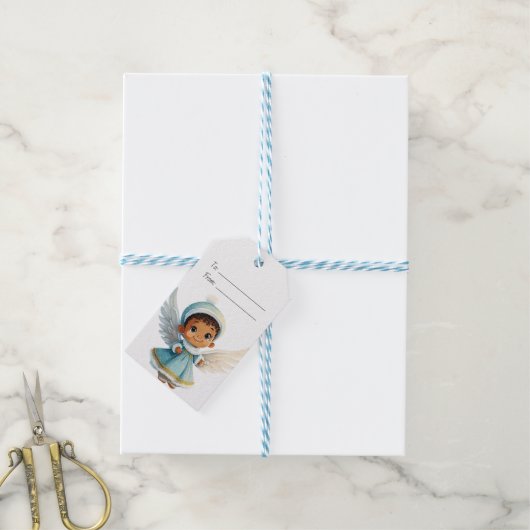 あなただけのアフリカ系アメリカ人の天使クリスマスを作ろう ギフトタグ (より糸付き)