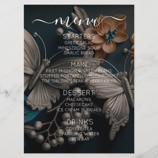 あなただけのオリジナルラグジュアリー ヴィンテージ バタフライを作成 メニュー (正面)