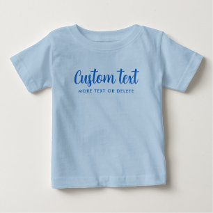あなただけのカスタムテキスト写真スクリプトテンプレート ライトブルー ベビーTシャツ