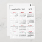 あなただけのカスタムテキスト 2025 カレンダー ポストカード (正面/裏面)