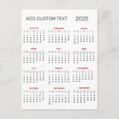 あなただけのカスタムテキスト 2025 カレンダー ポストカード (正面)