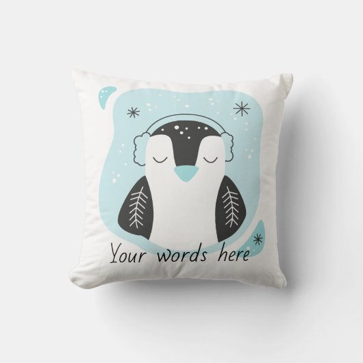 あなただけのキュートなペンギンブルーChristmasを作ろう クッション (正面)