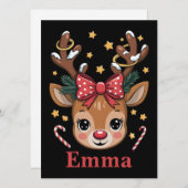 あなただけのクリスマスツリー　女の子とサンタのトナカイ家族 シーズンカード (正面/裏面)