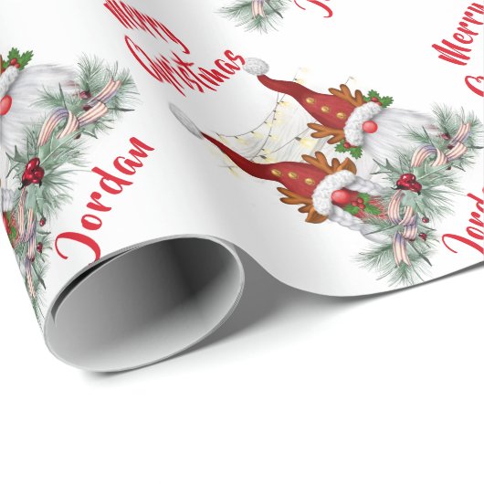 あなただけのクリスマス かわいいノームのホリデー ラッピングペーパー (ロールコーナー)