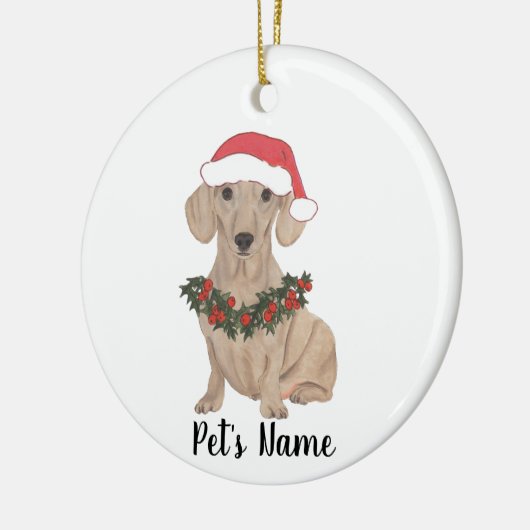 あなただけのスムースレッドダックスフントクリスマス セラミックオーナメント (左)